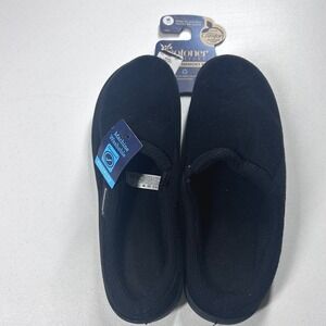 Isotoner Signature Mens Black Memory Foam Comfort Slippers Medium (8-9) NEW